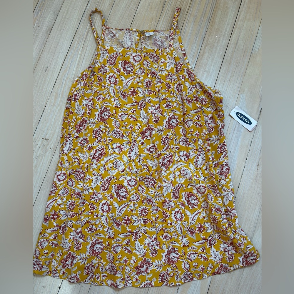 Old Navy Yellow Floral Relaxed Tank Top